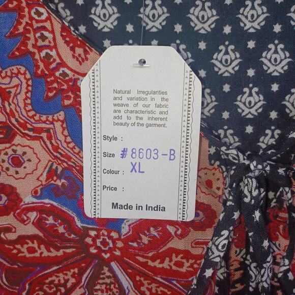 Anandas Collection Boho Tunic Dress XL Multi Color Tribal Hippie Cover Up Beach - Picture 6 of 12